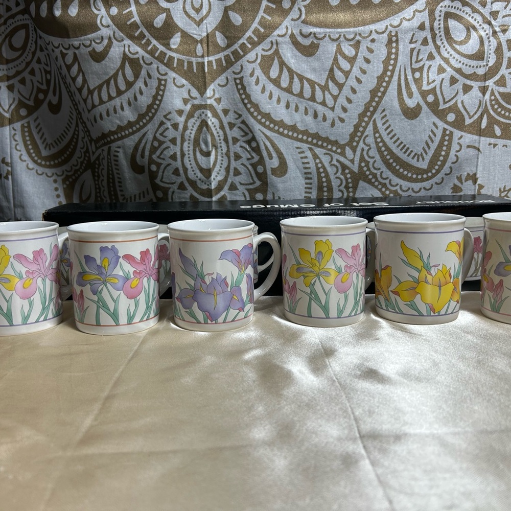 Vintage set of six - Floral Mug Set - Multicolor